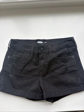 Old Navy Black Distressed Roll-Hem Denim Shorts